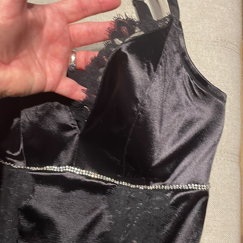 Plus Sz deep plunge rhinestone corset with lace and satin bodice 18-20 NWOT - Picture 3 of 15
